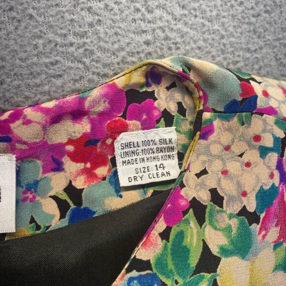 VINTAGE - Albert Nipon Floral Blazer 100% Silk,Size 14,Dry Clean - Picture 7 of 10